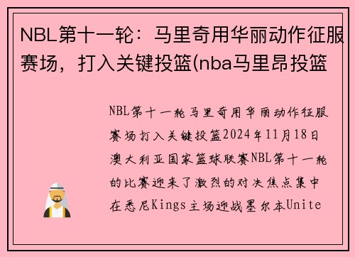 NBL第十一轮：马里奇用华丽动作征服赛场，打入关键投篮(nba马里昂投篮视频)